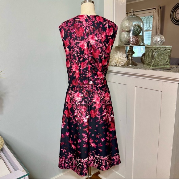 Roz & Ali Lace and Floral Sleeveless Fit & Flare Dress Red Pink Plus Size 20 - Picture 5 of 11